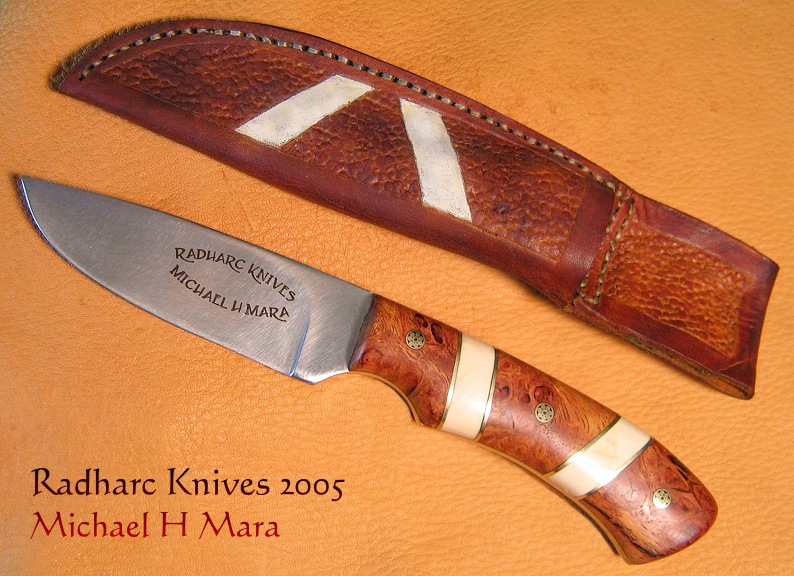 Afzelia Ivory Hunting Utility Knife with sheath