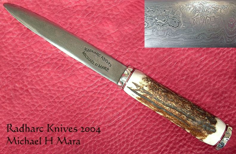 Hand forged Damascus Stag letter opener