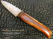 Primitive Flintknapped Knife with Ivory handle