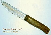 Flintknapped glass and Whale bone primitive knife